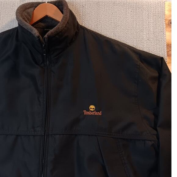 Timberland Waterproof Bomber Jacket XL Black Logo Full Zip Outdoors Mariners - Picture 6 of 12